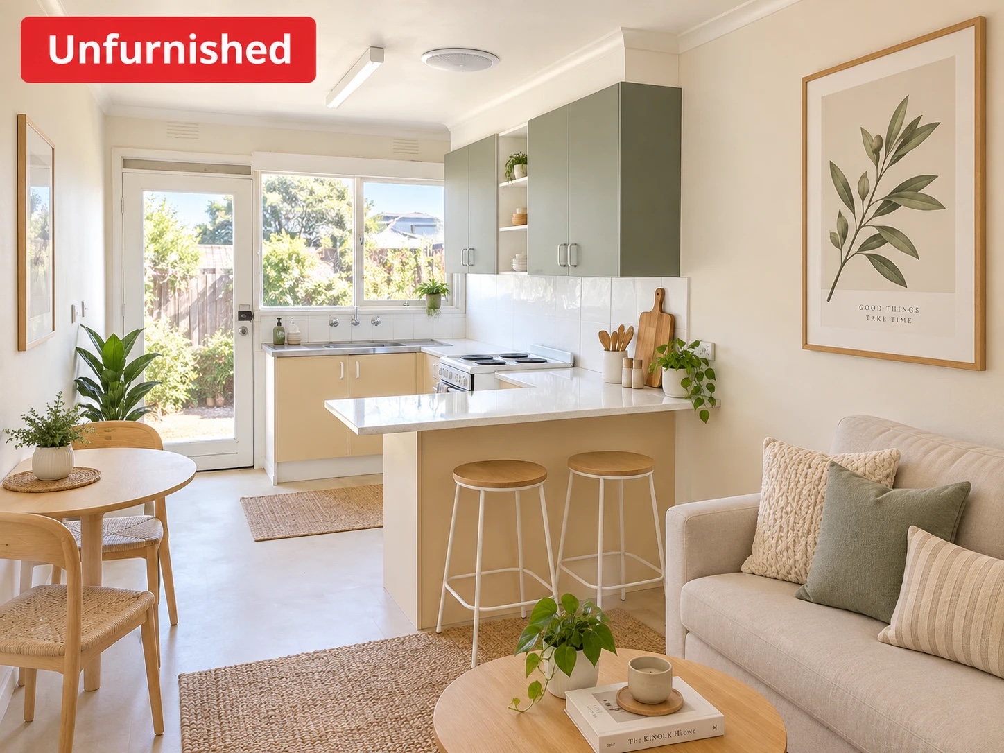 Kitchen and meals area at 17 Third Avenue, Dandenong North (virtually staged, offered unfurnished)