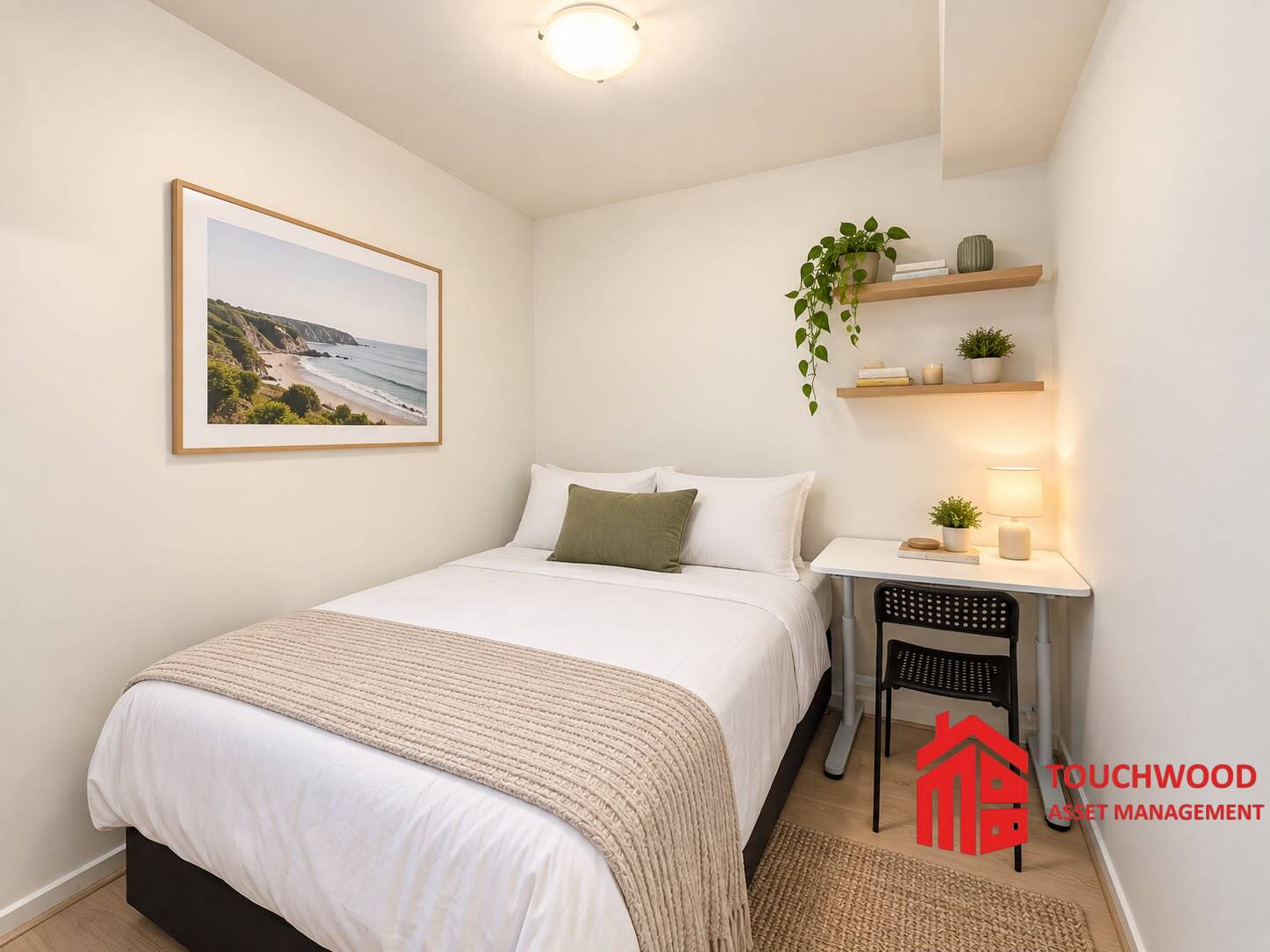 Main bedroom with desk at 2016/39 Lonsdale Street, Melbourne