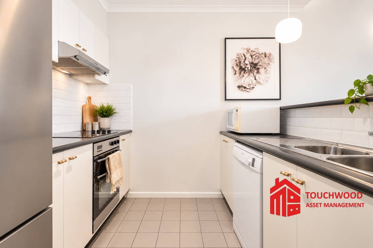 Kitchen with dishwasher at 23/114 Dodds Street, Southbank
